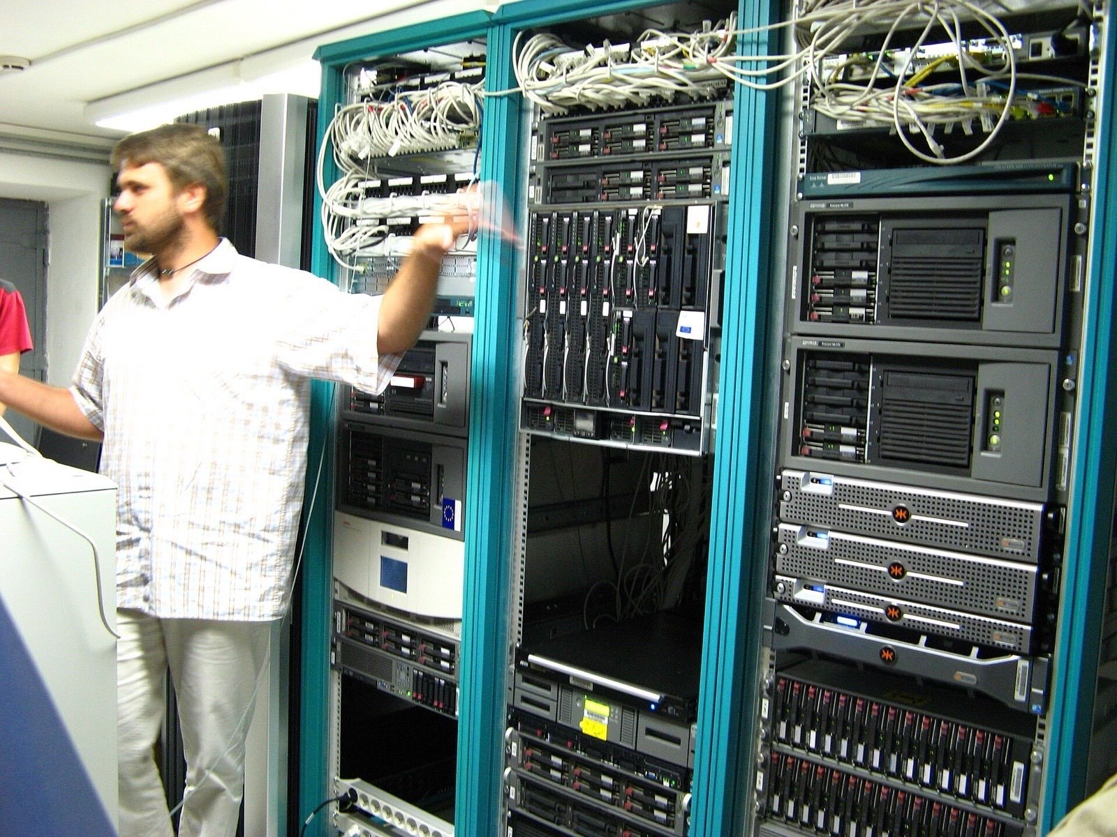 Rows of servers in a secure data center.