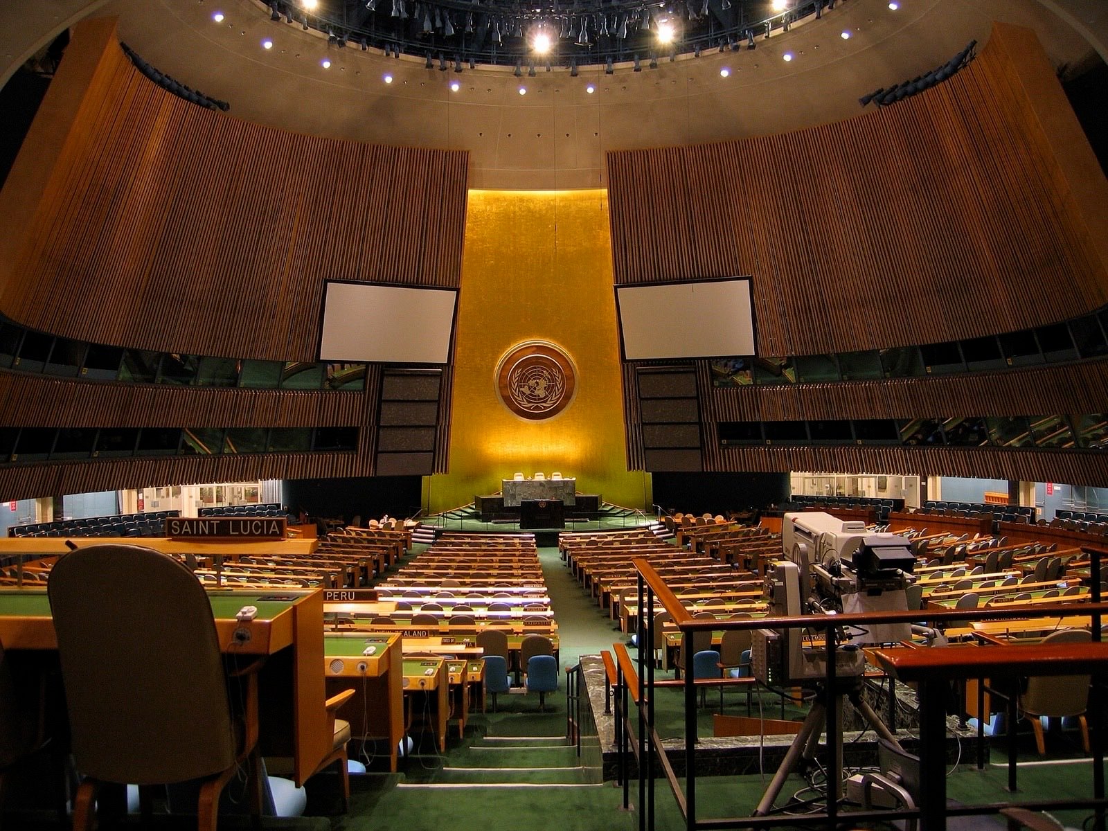 The United Nations General Assembly chamber.